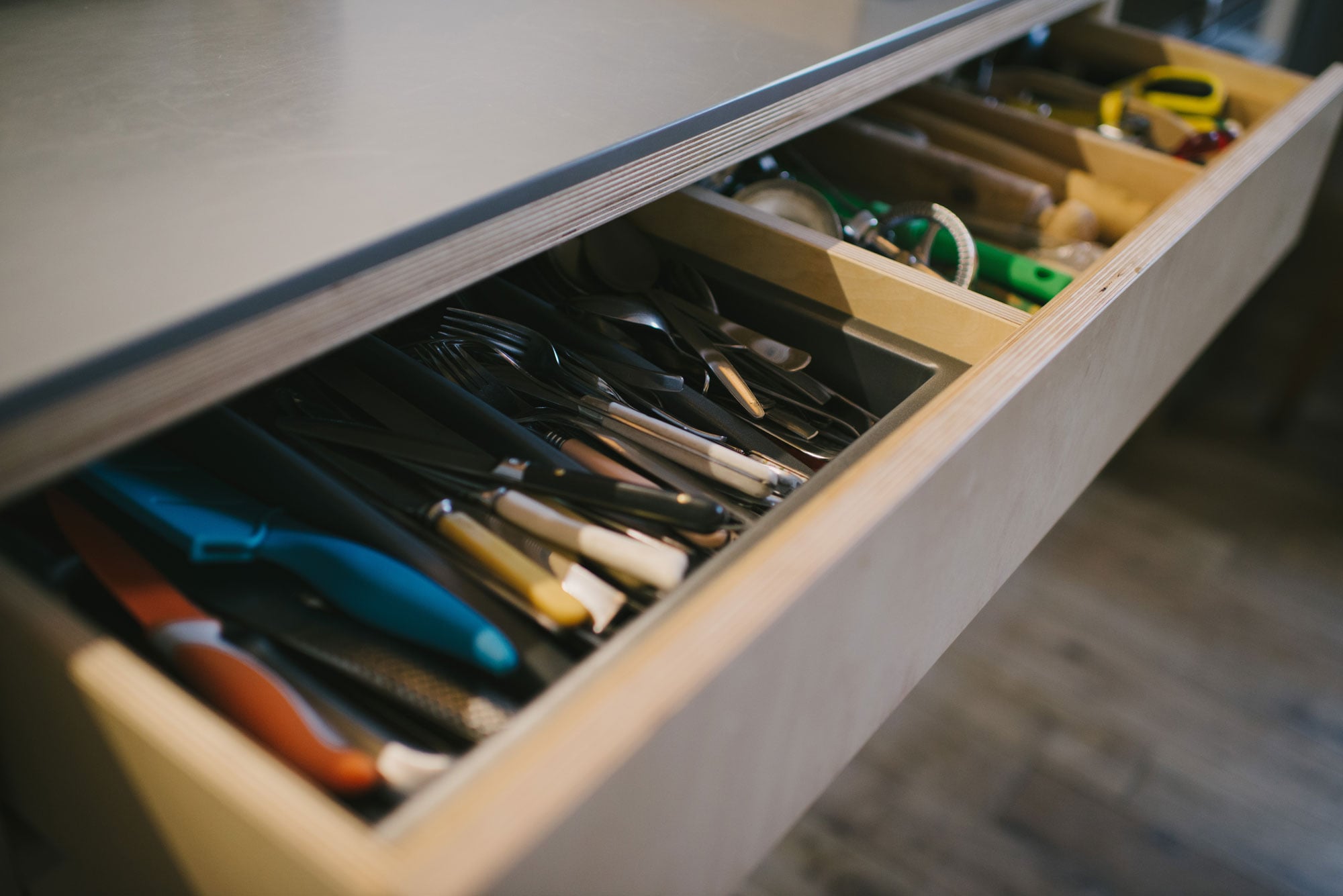 Birch ply kitchen cutlery drawer