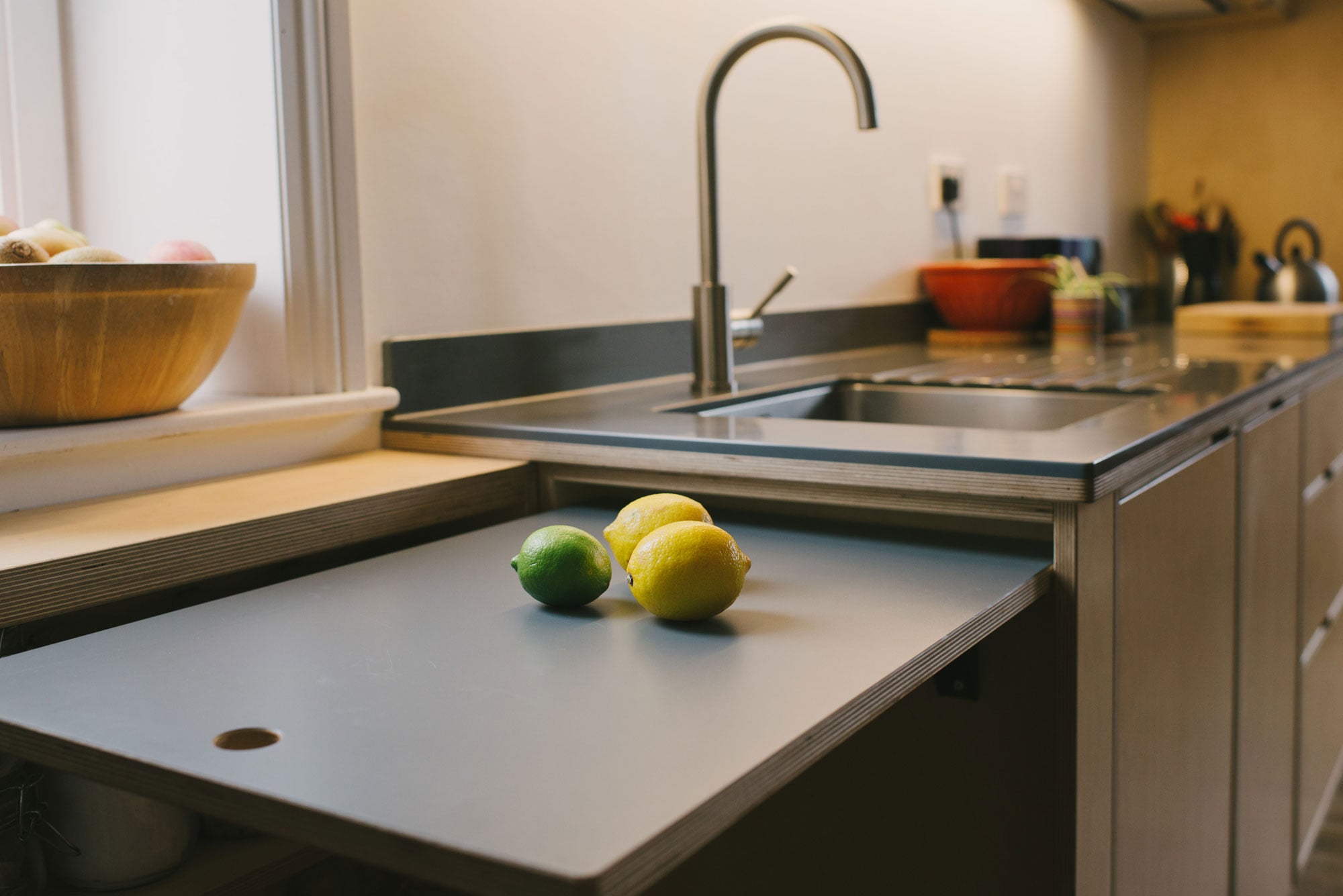 Birch ply kitchen extending worksurface