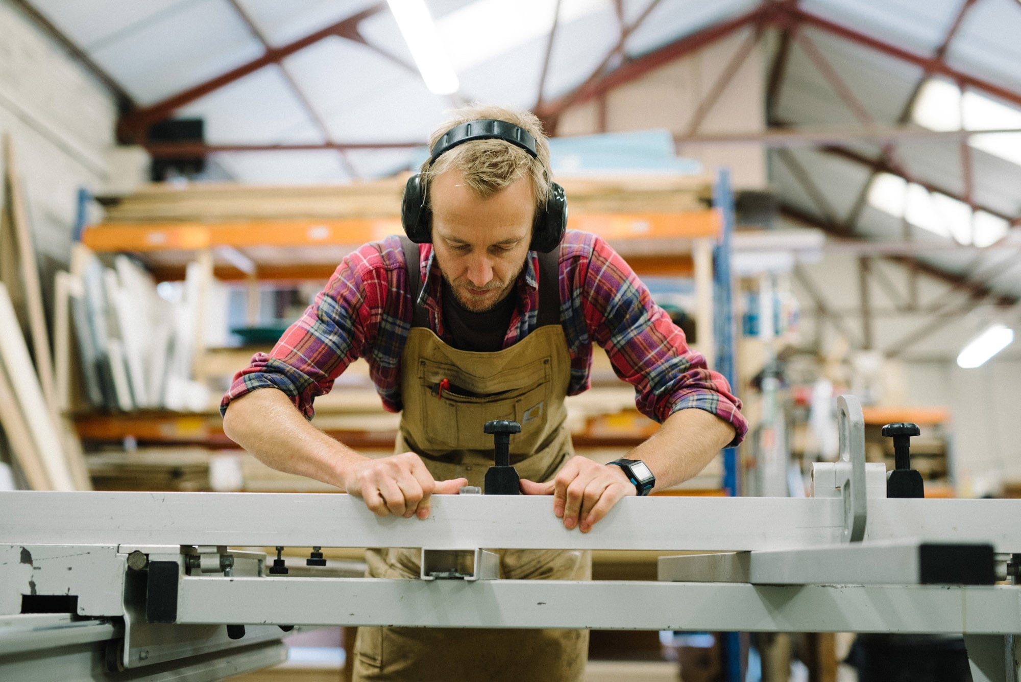 Founder Tim Shillitoe in progress of manufacturing a plywood kitchen