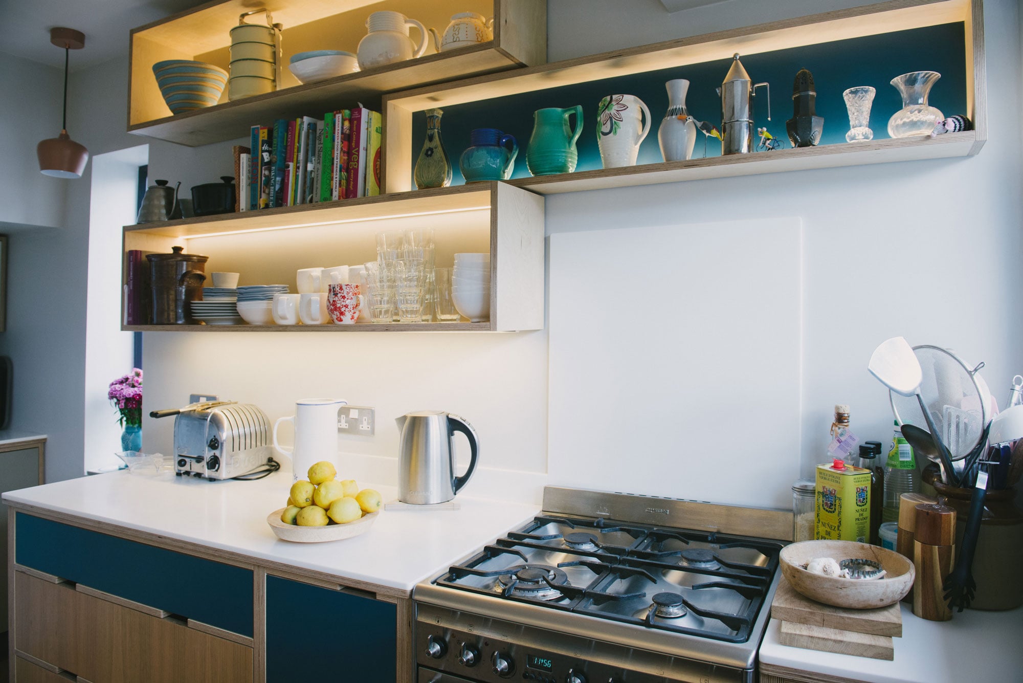 Navy and Oak kitchen