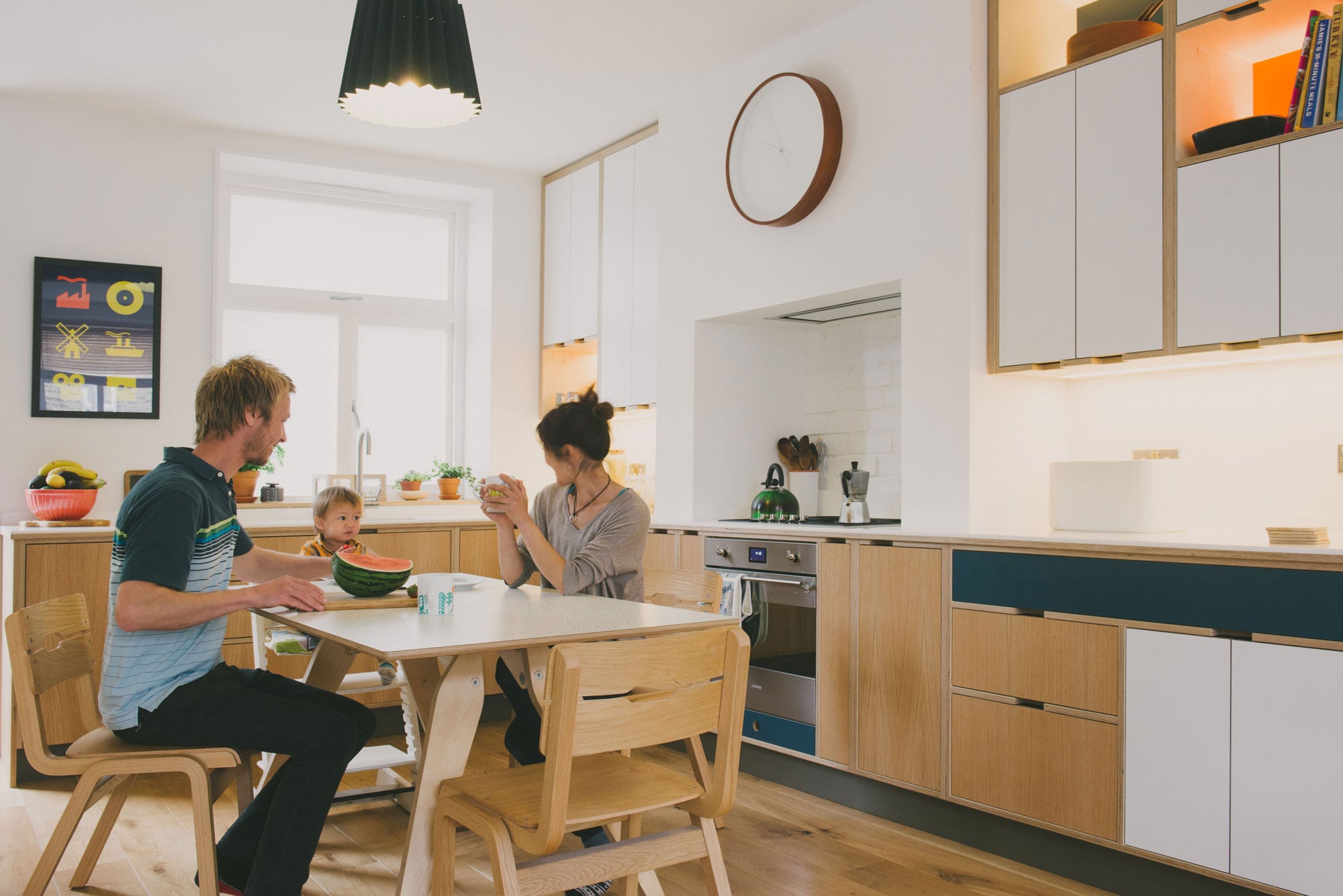 Plywood kitchen looking great in Navy and Oak 