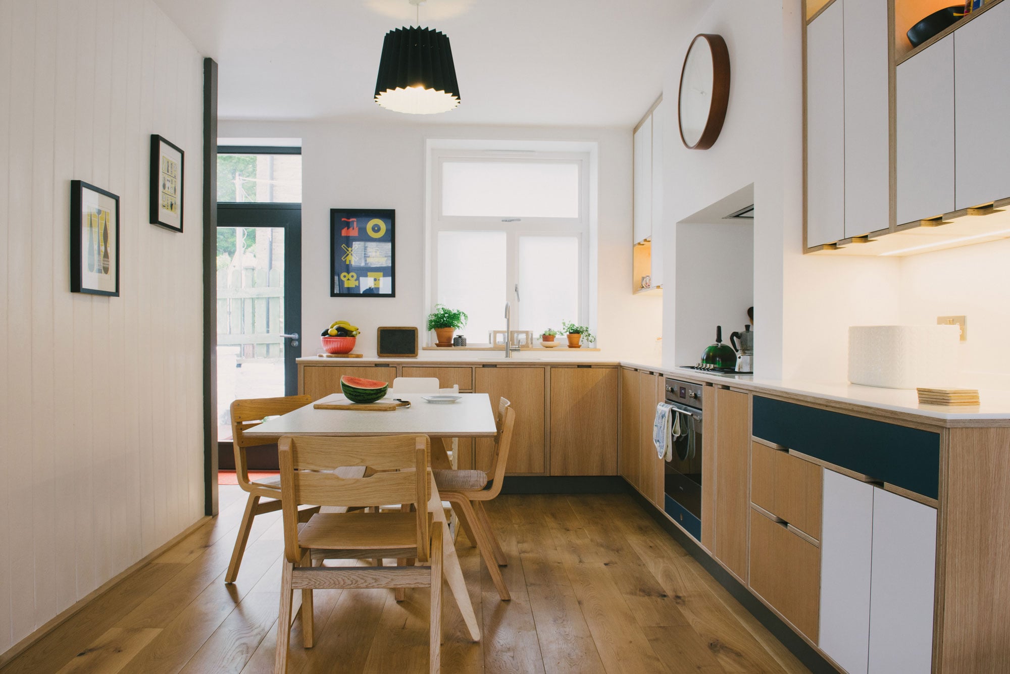 Plywood Kitchen - Blue and Oak 