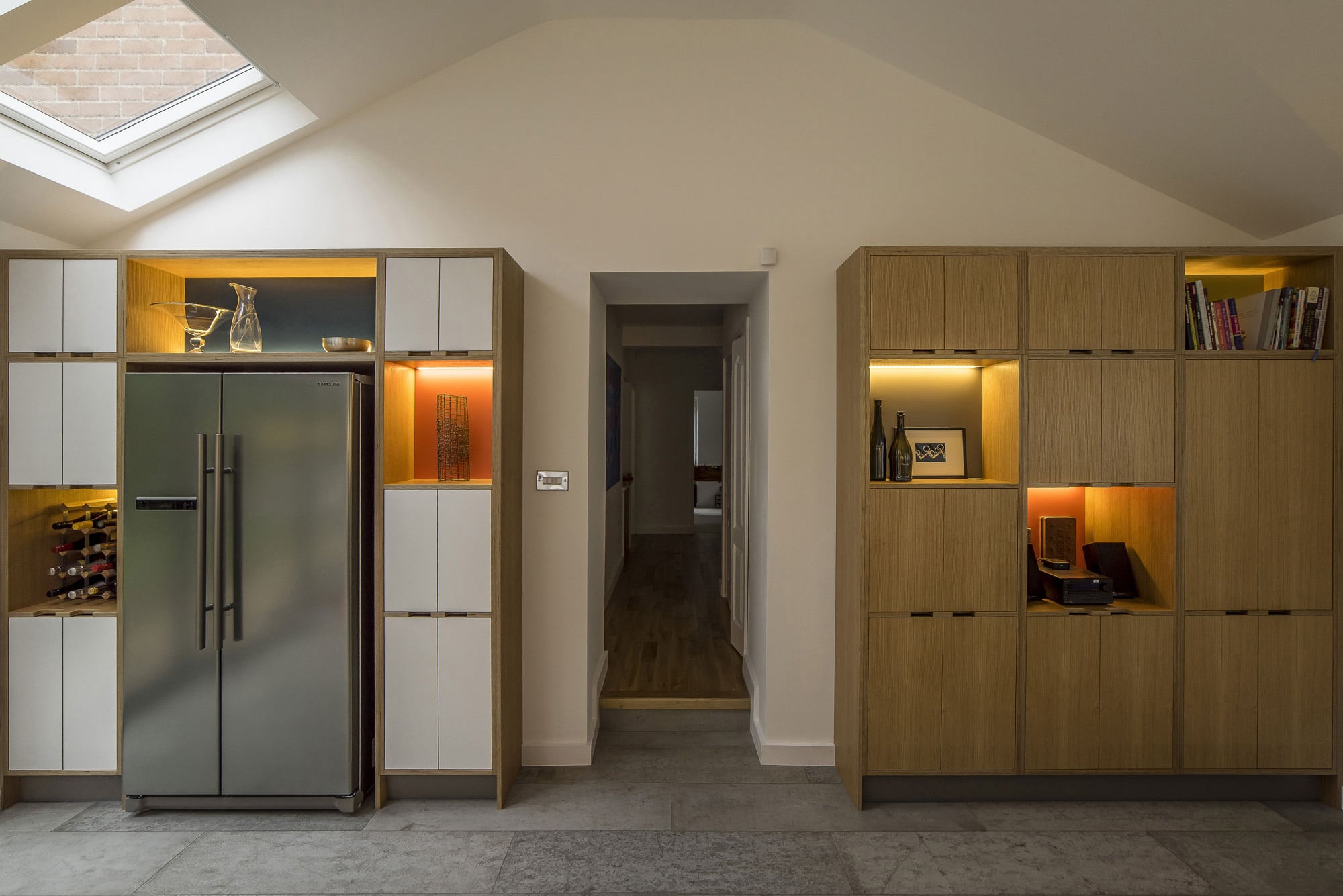 Oak veneered kitchen - larder units