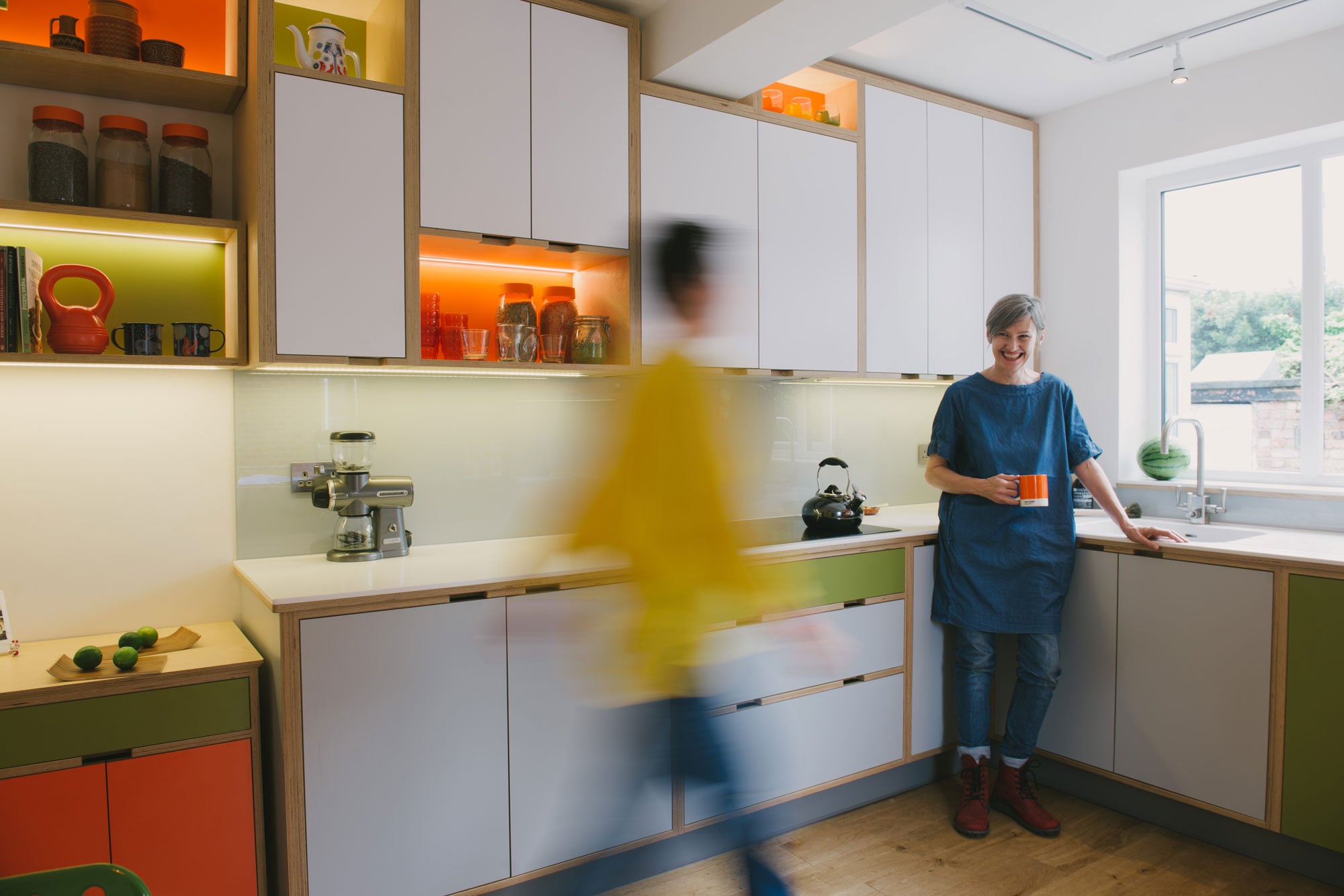 Orange & green kitchen