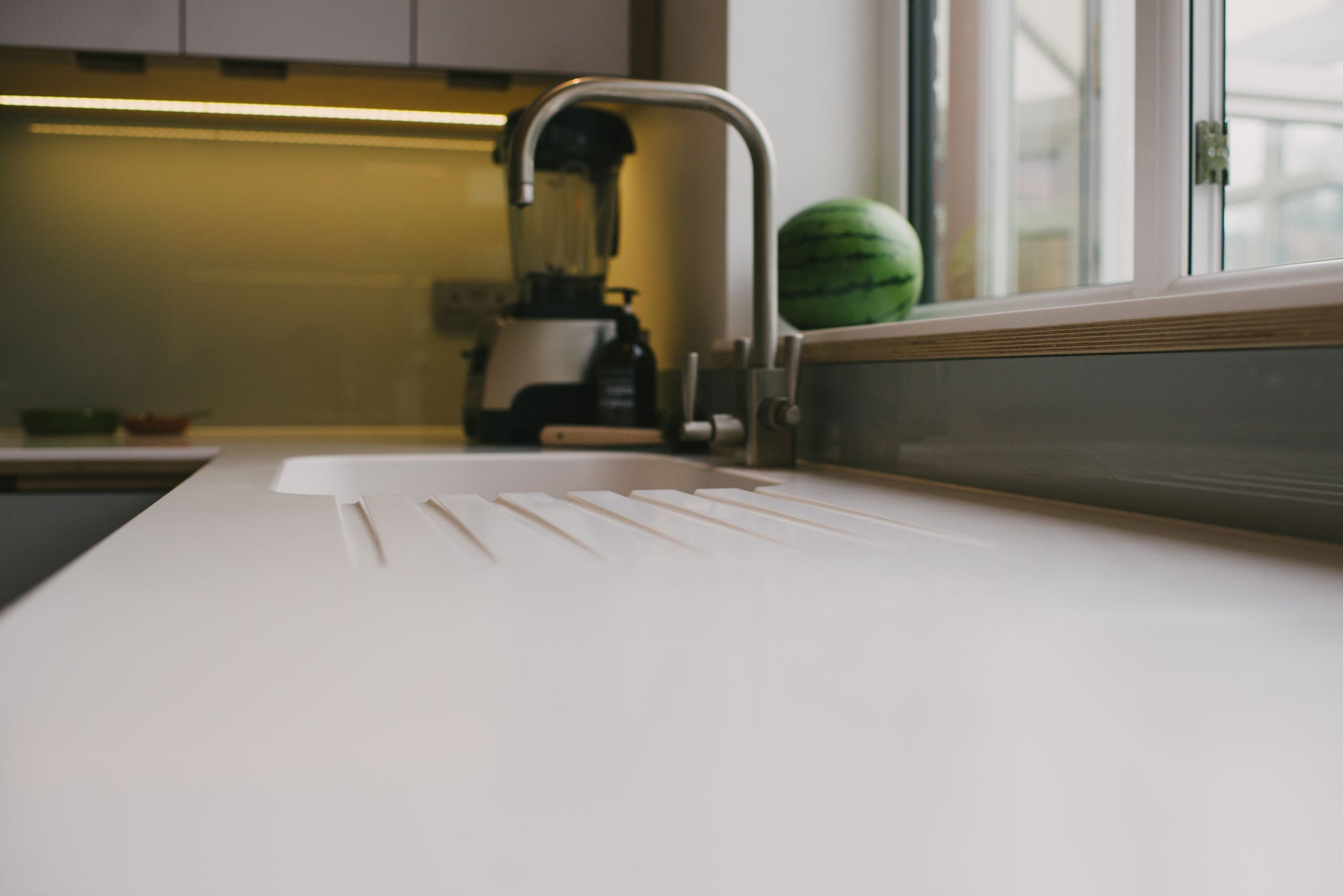 White Corian worktop
