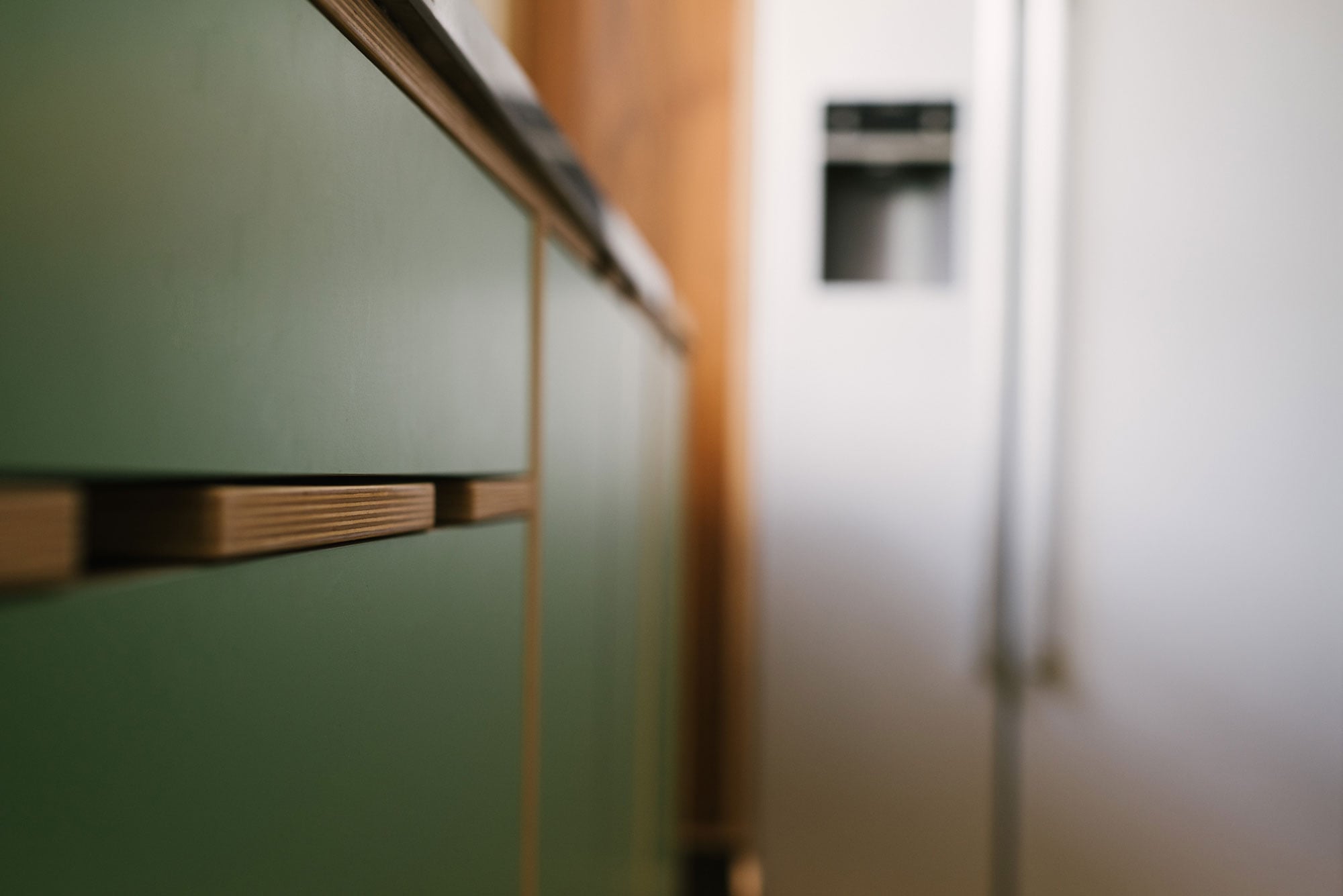 Green Plywood Kitchen Drawer