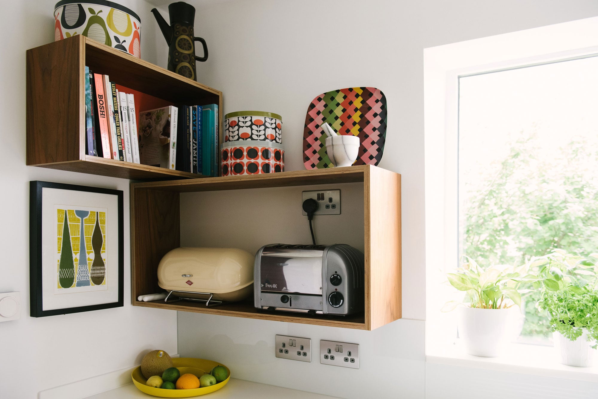 Mid Century Style Open Kitchen Shelving