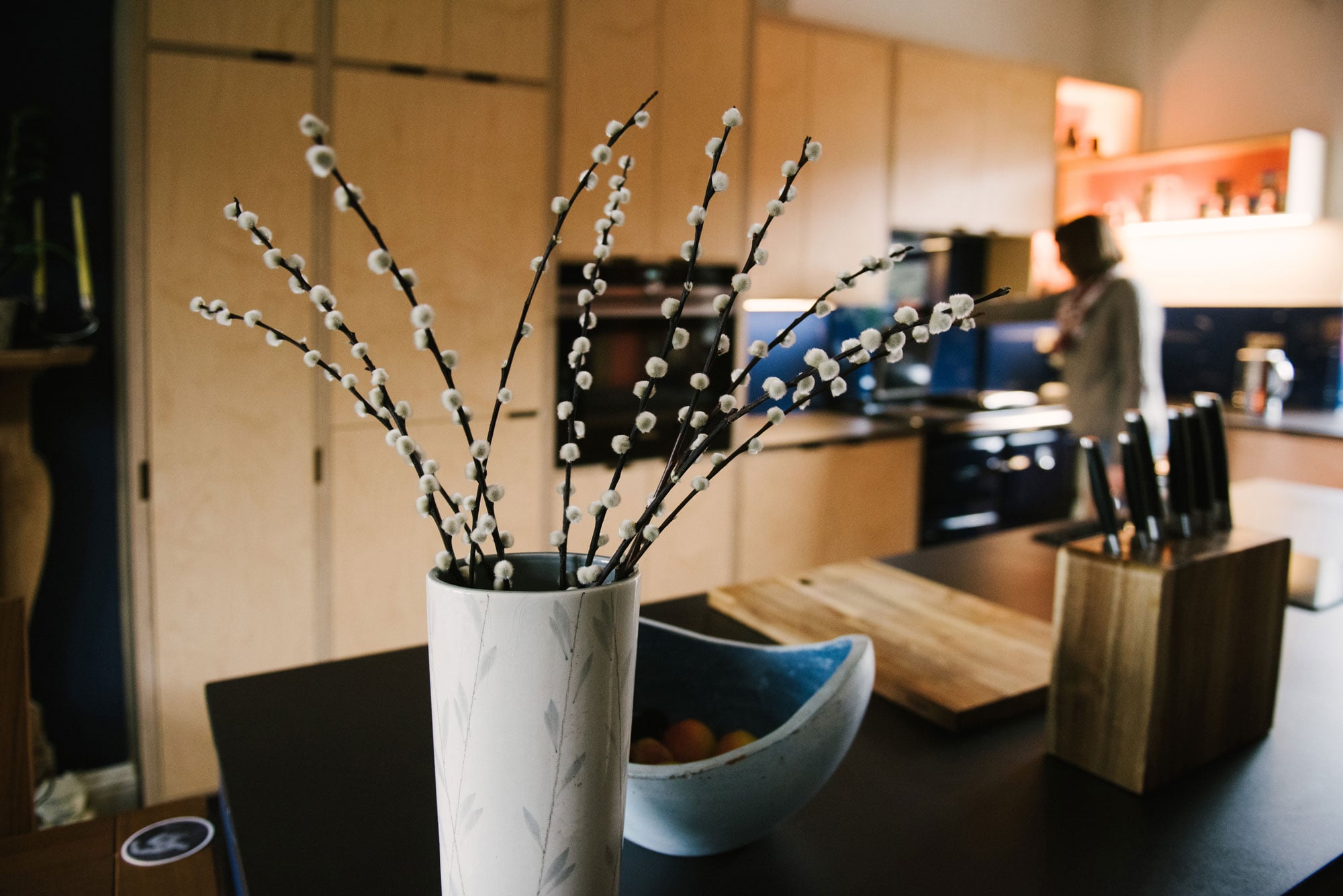 Willow in Vase in Birch Ply Kitchen