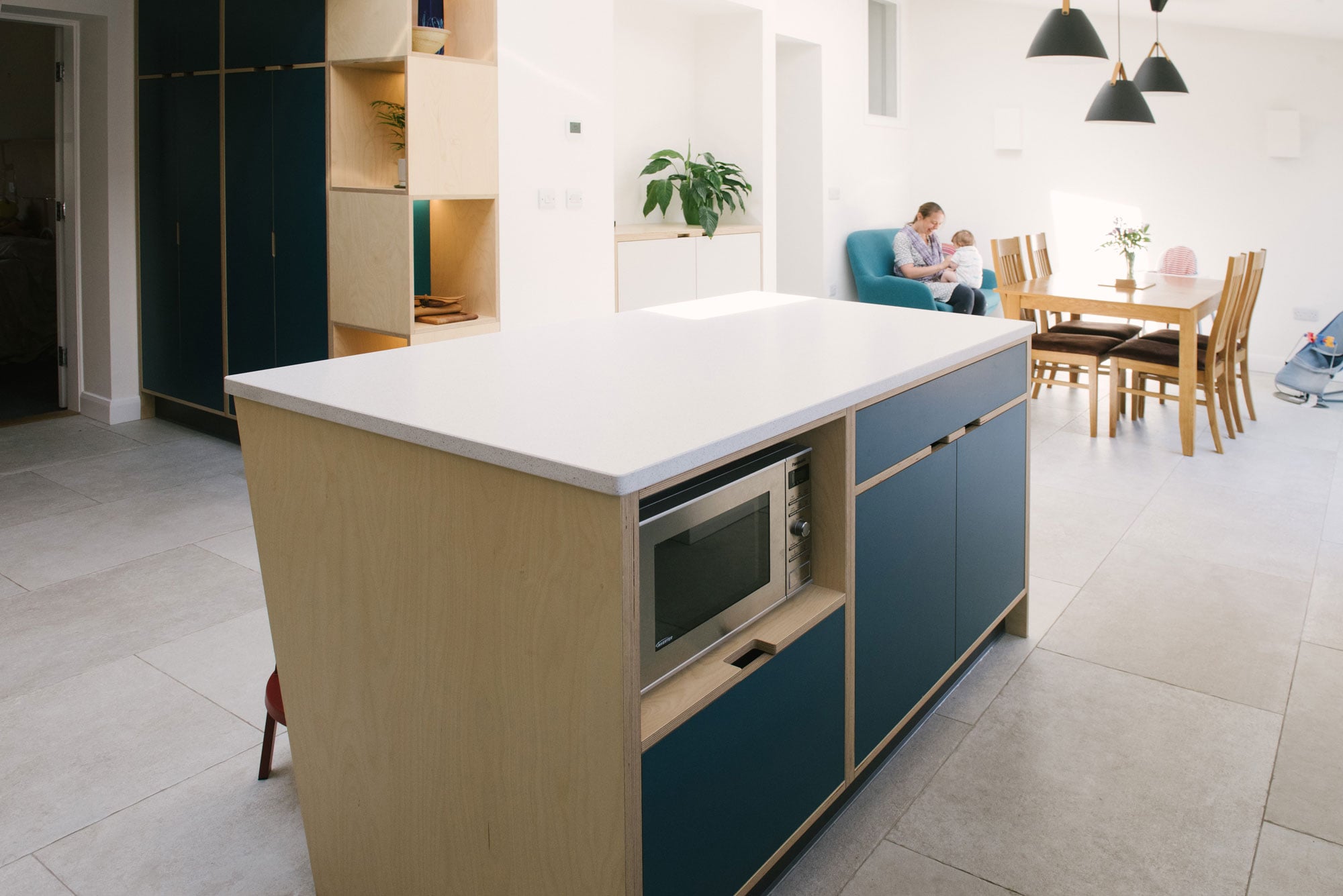 Modern Blue Kitchen Island