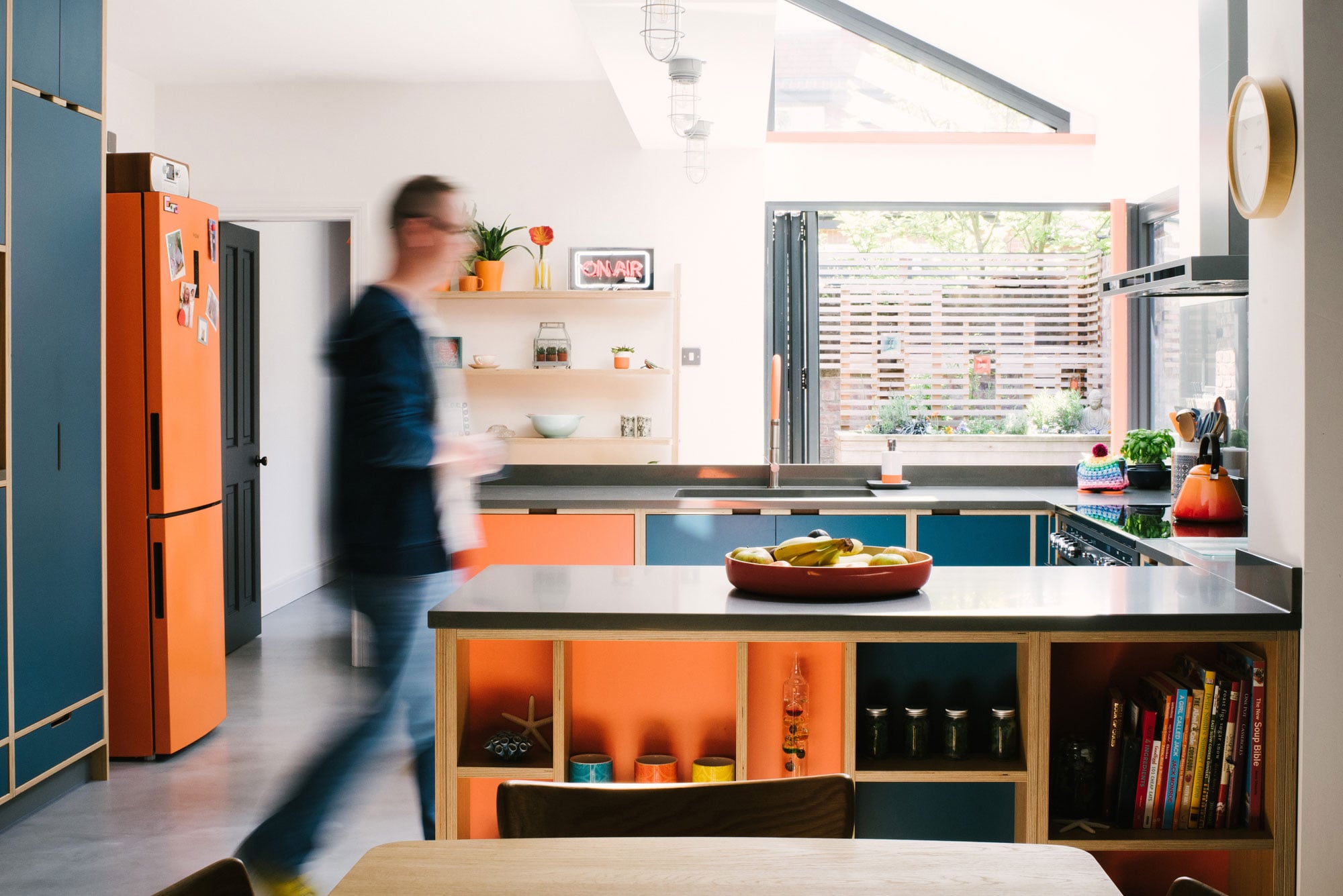 Plywood Kitchen - Orange and Blue 