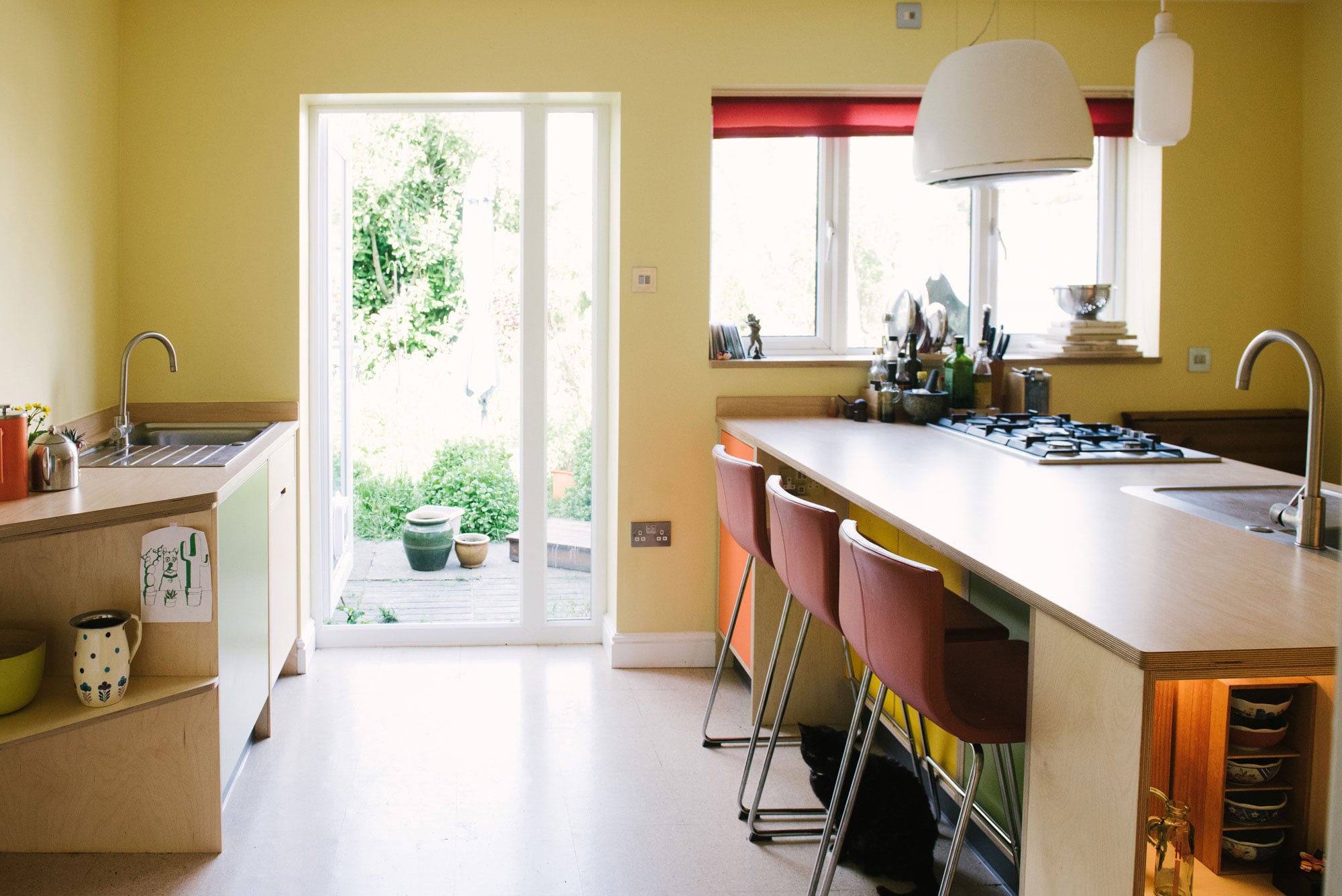 Orange and Yellow Plywood Kitchen