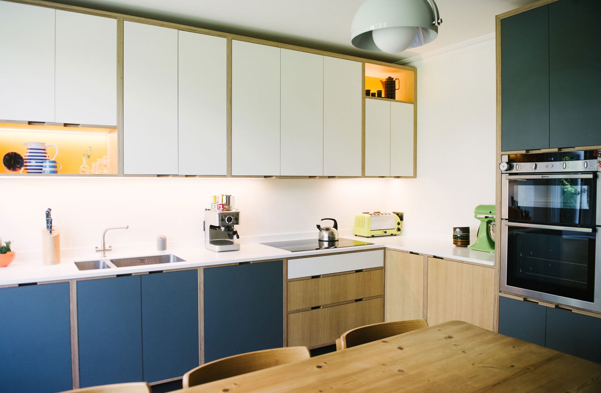 Plywood Kitchen - White-and-Blue-