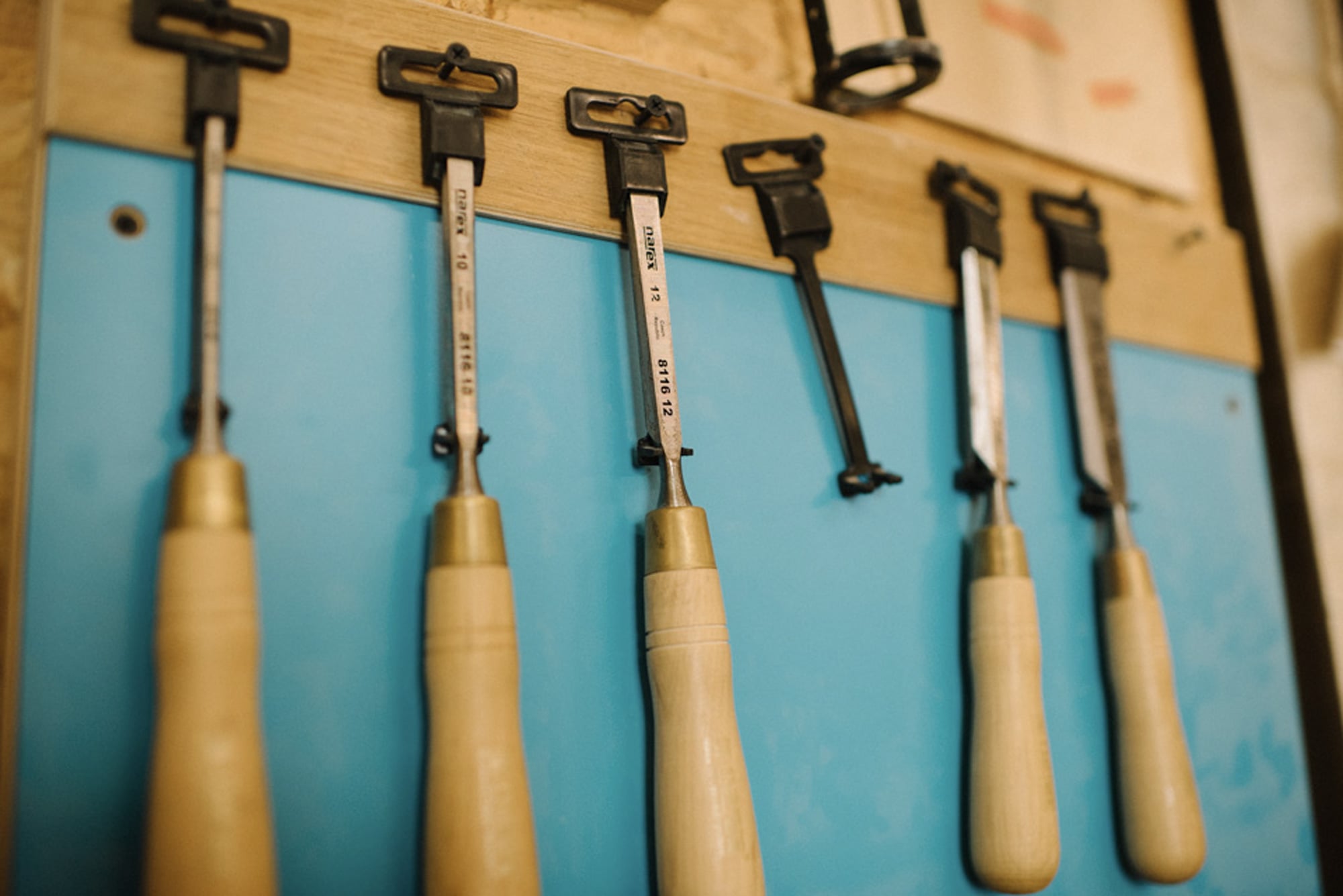 Woodworking tools on the wall