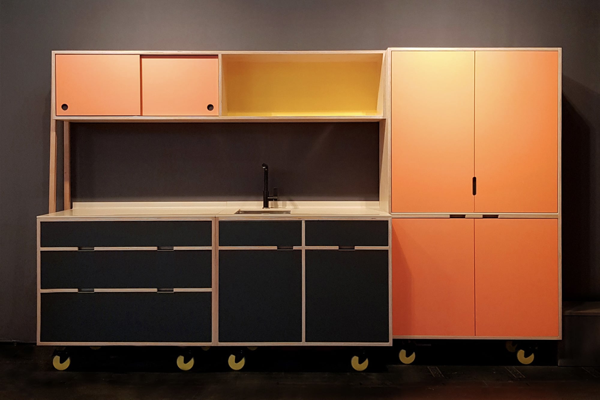 Plywood kitchen on wheels
