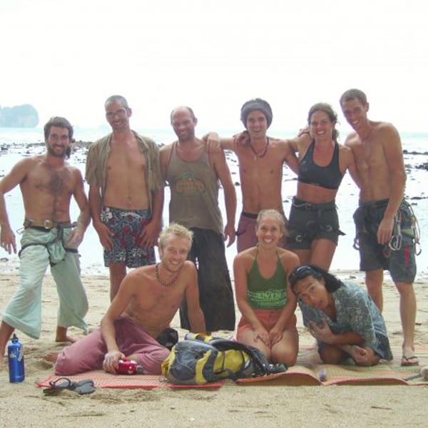 Tim Shillitoe on the beach with friends