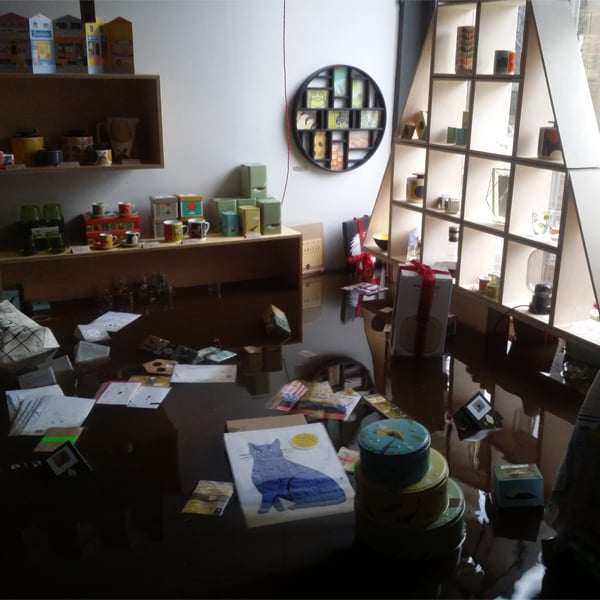Flooding inside Hebden Bridge showroom