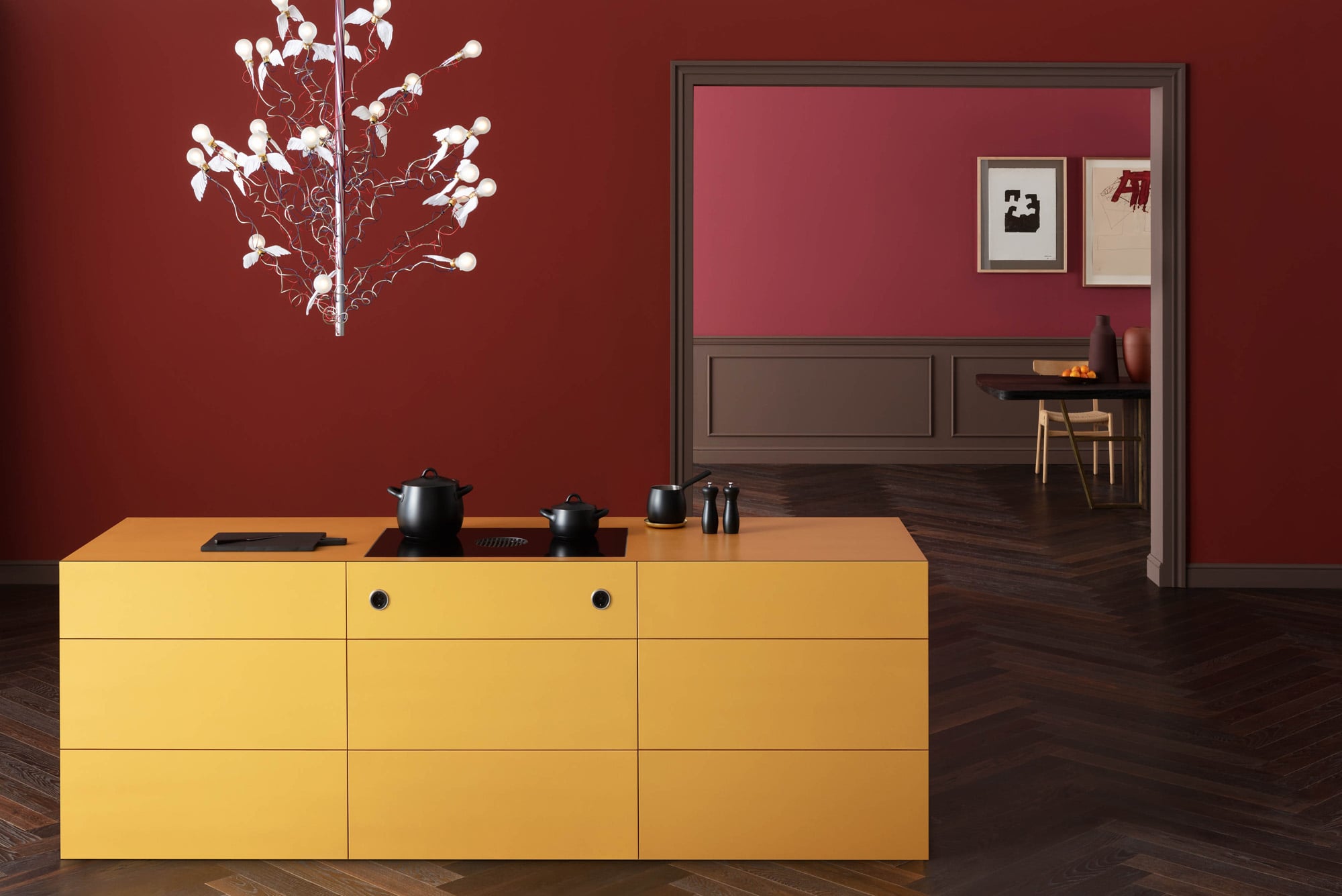 Bora Hob in yellow valchromat kitchen