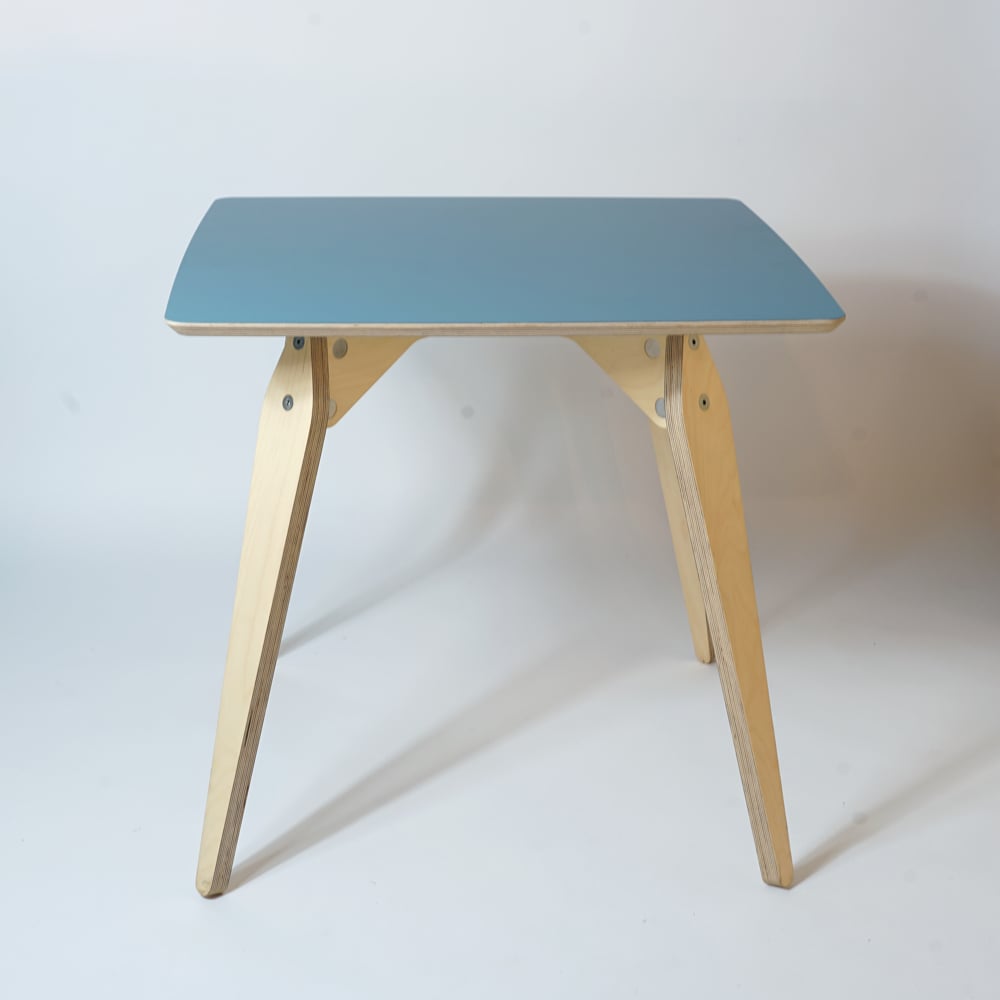 blue plywood dining table 
