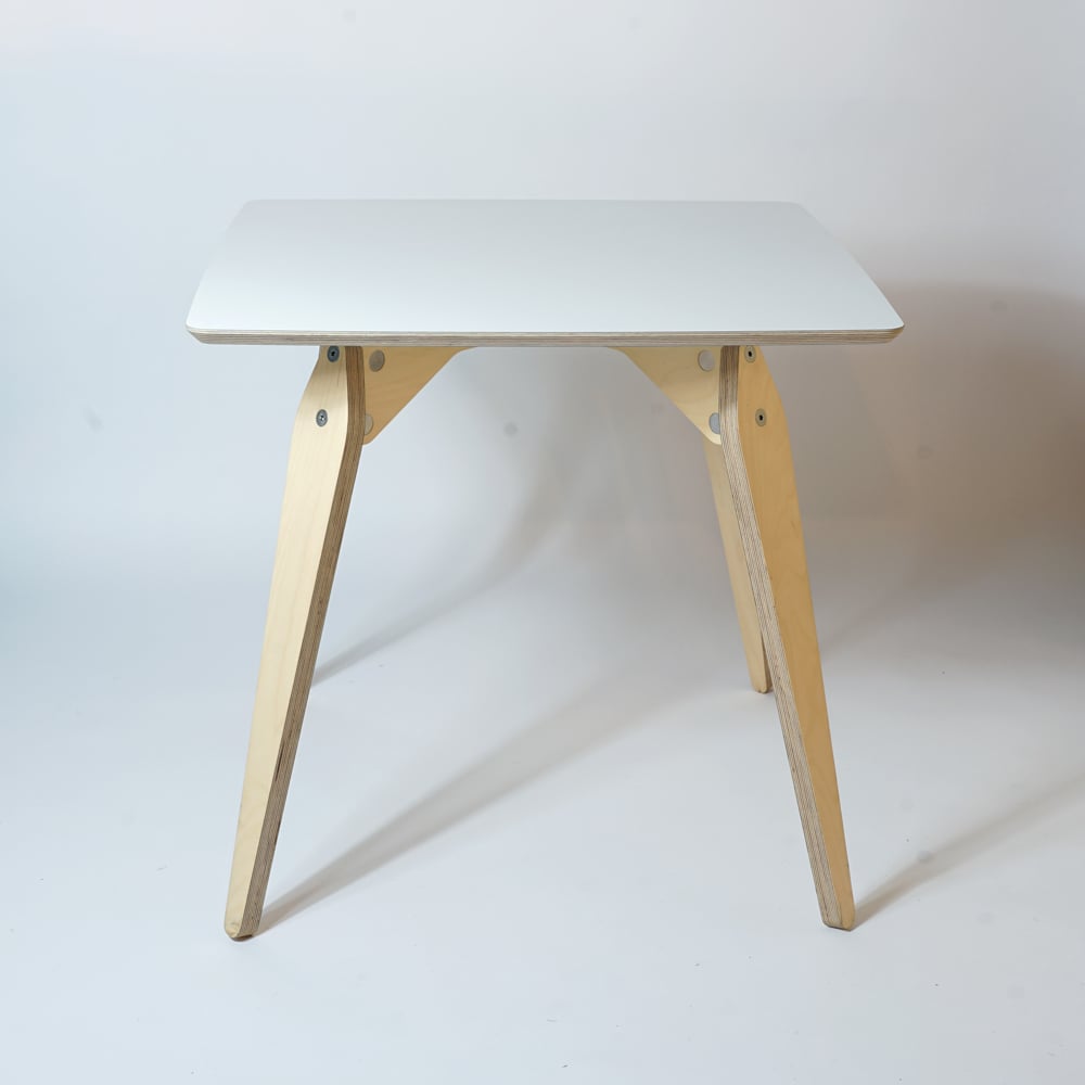 white plywood dining table 