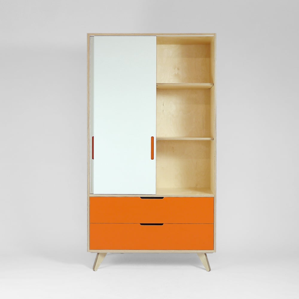 freestanding plywood wardrobe with sliding doors 