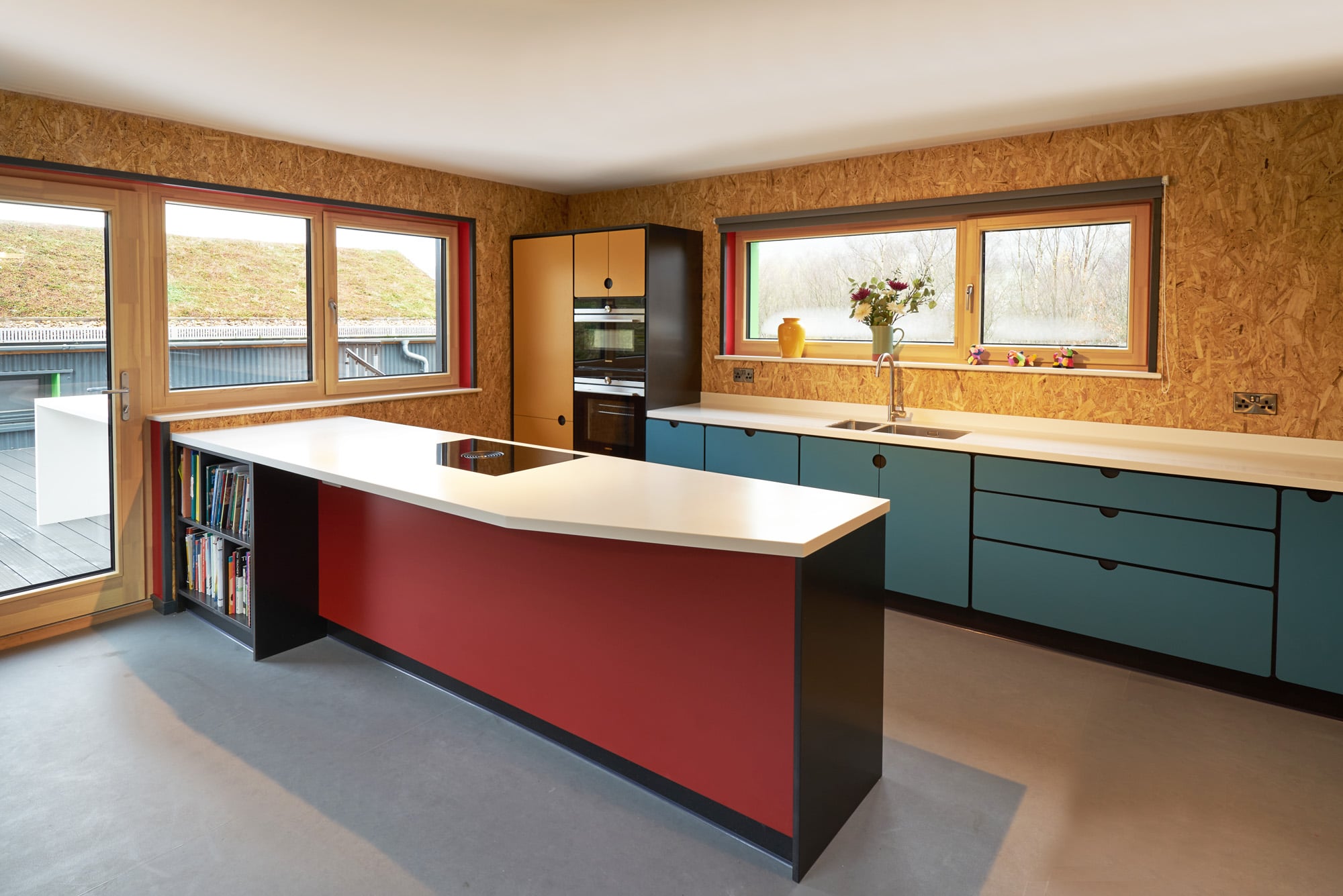 valchromat kitchen blue and red