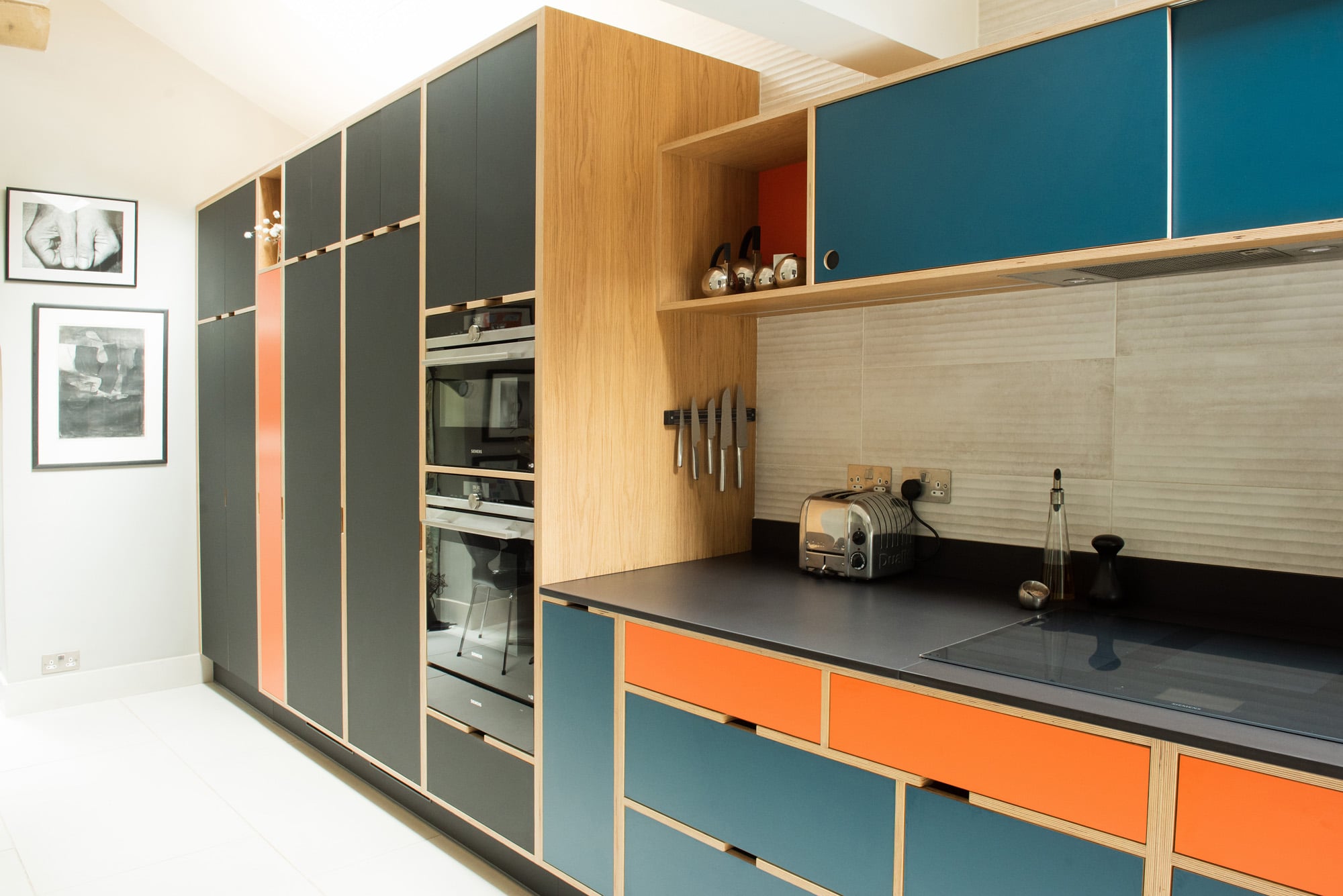 Bespoke kitchen sink area and tall cabinets