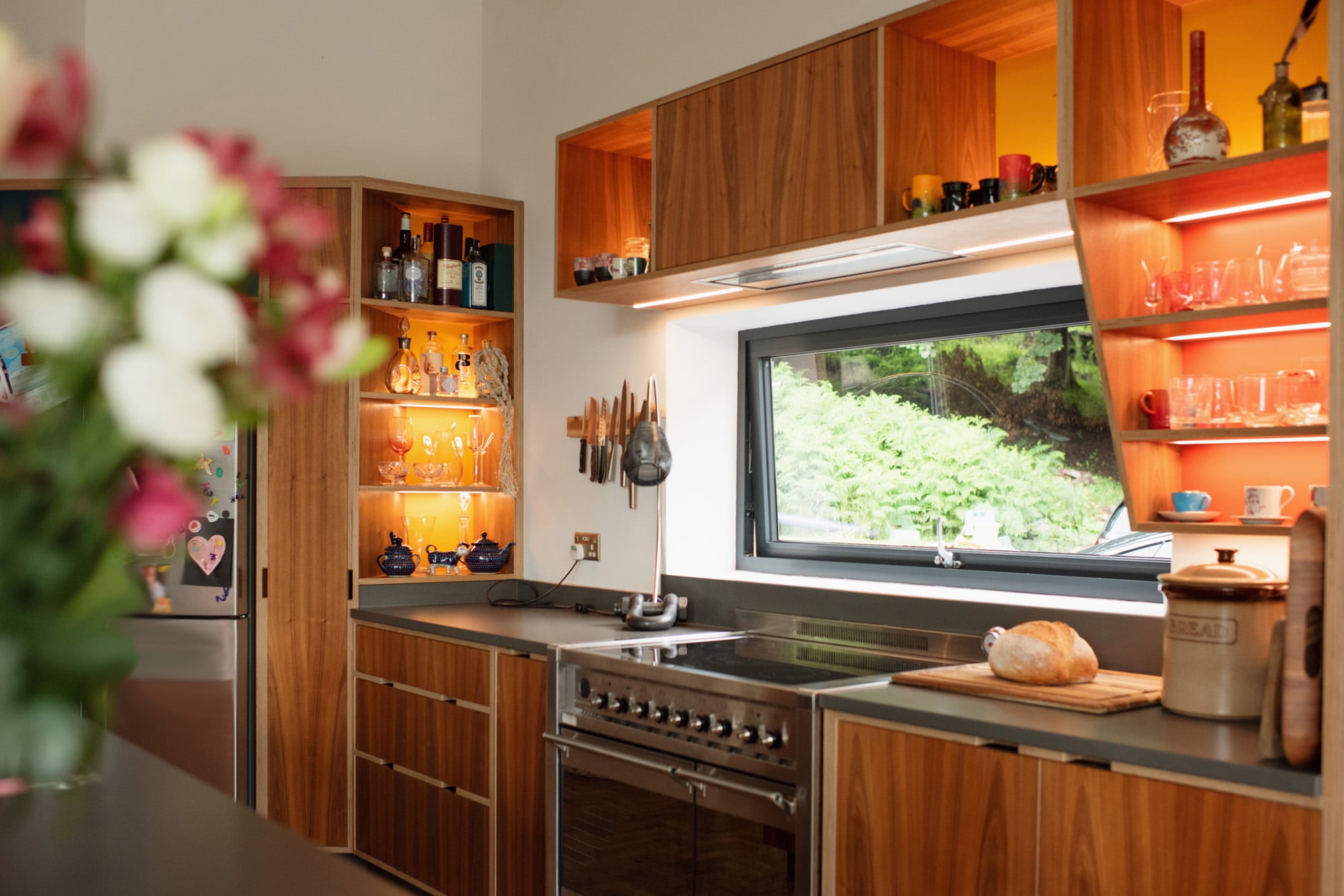 walnut veneered plywood kitchen 