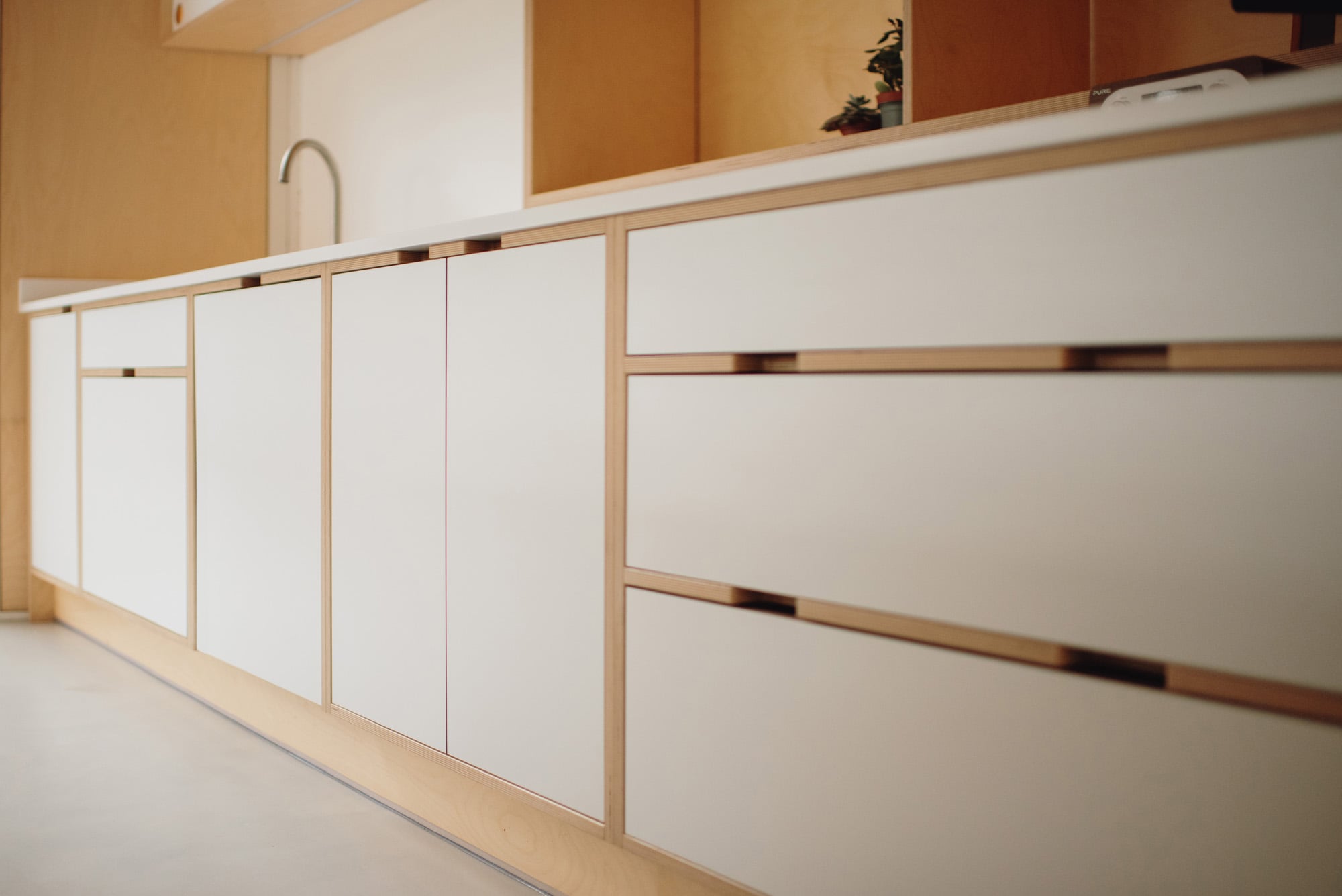 white plywood kitchen base units 