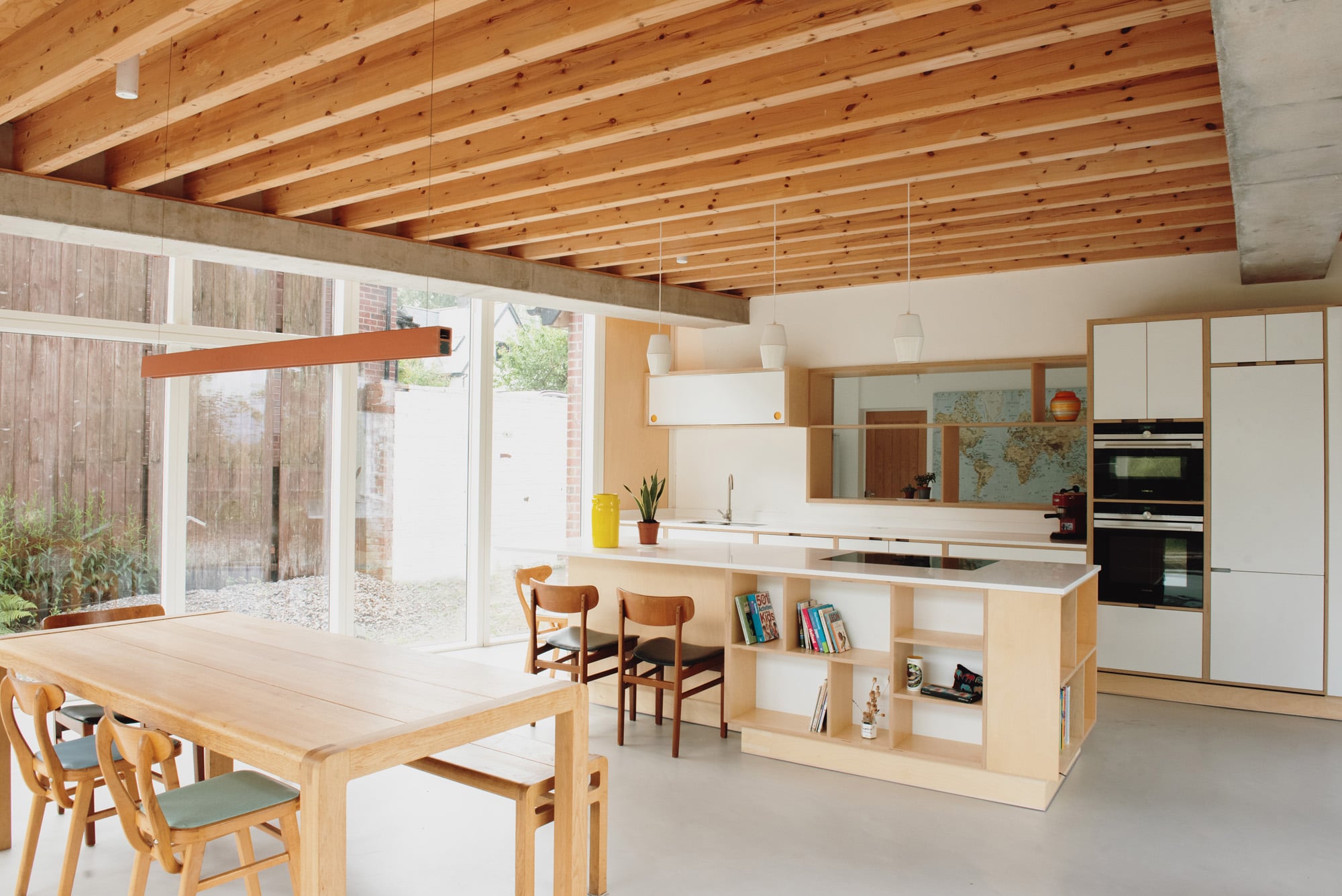 Modern bespoke Kitchen with timber roof