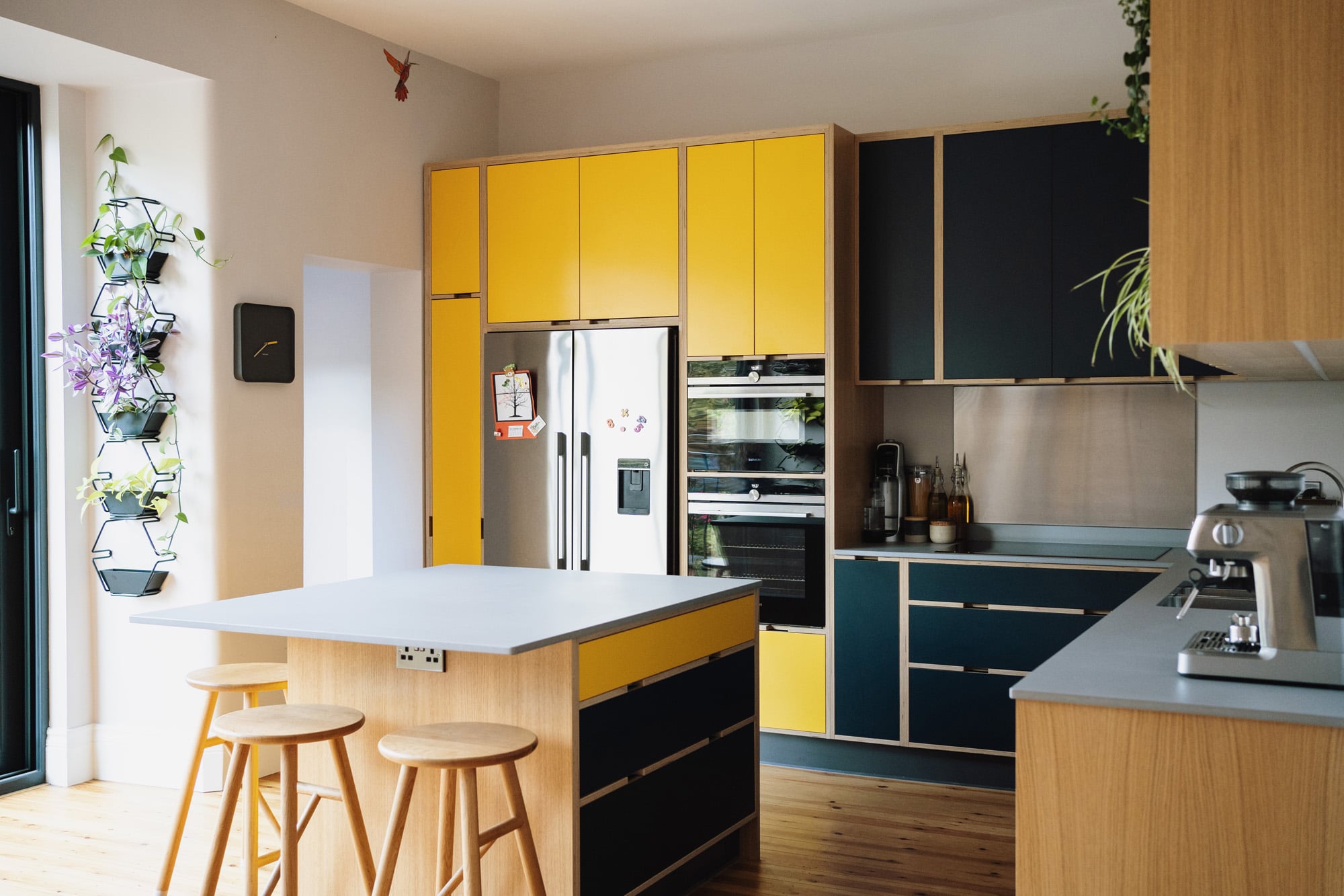 yellow and black kitchen units 