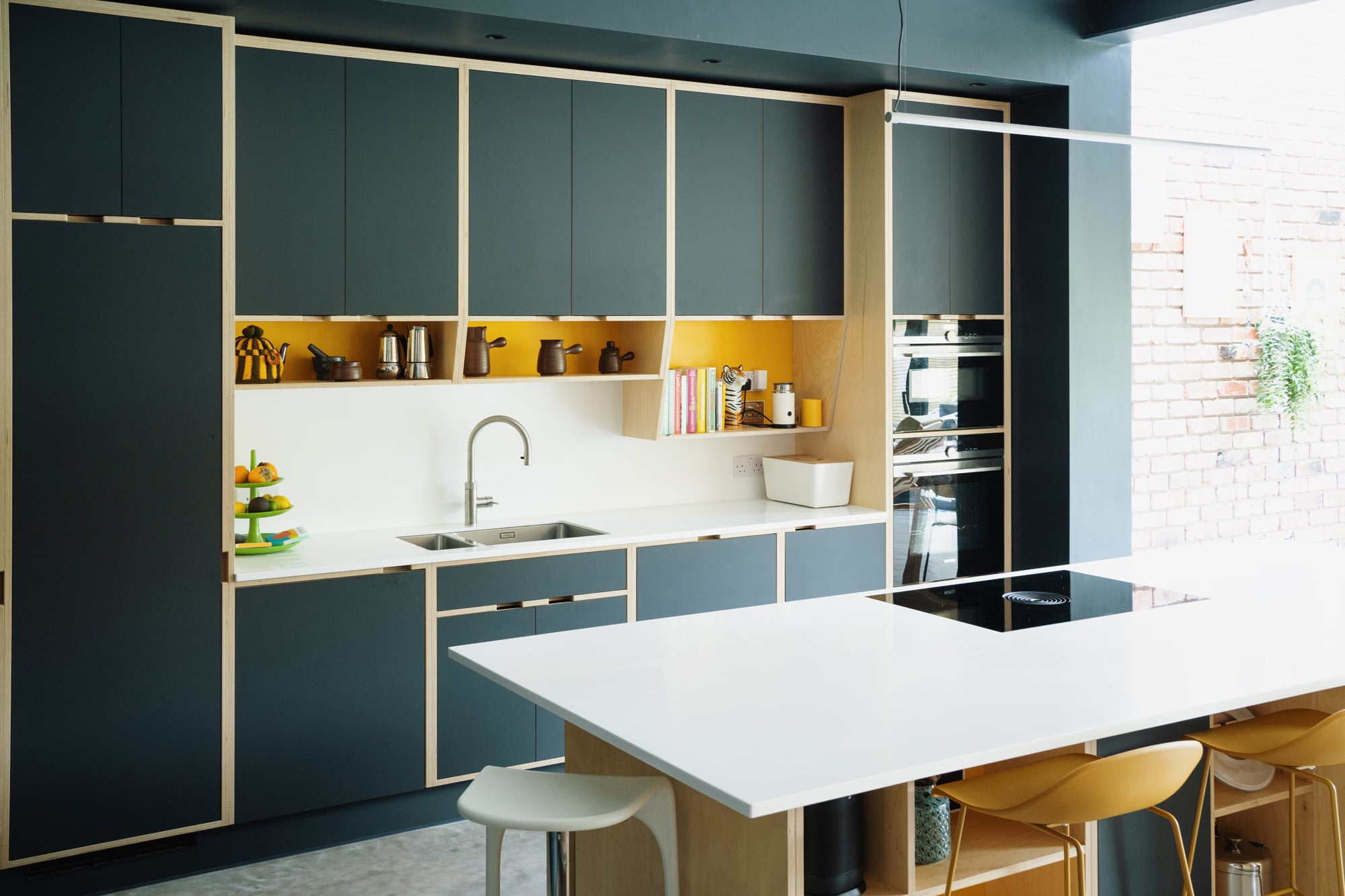 black plywood kitchen