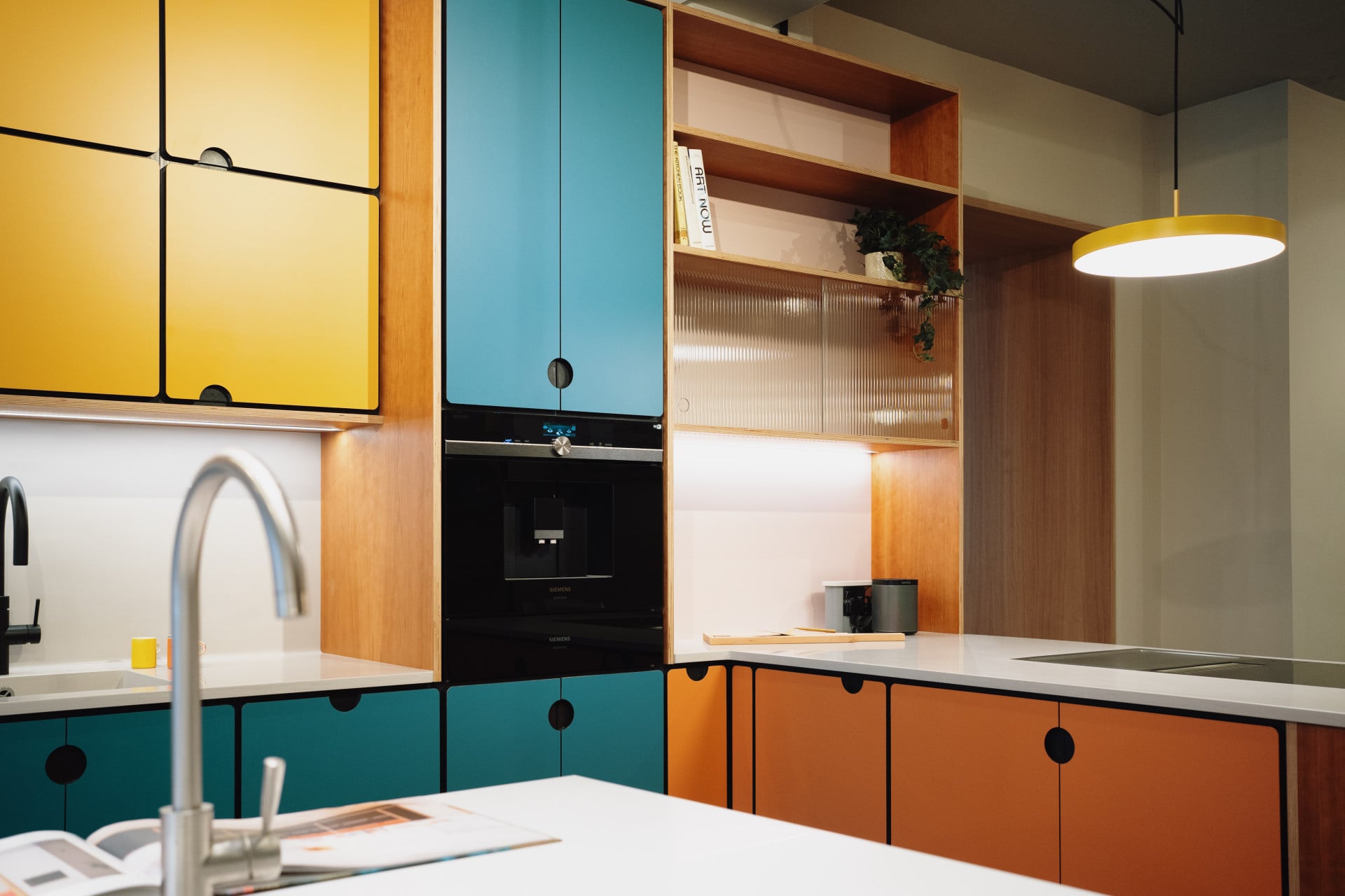 colourful kitchen showroom