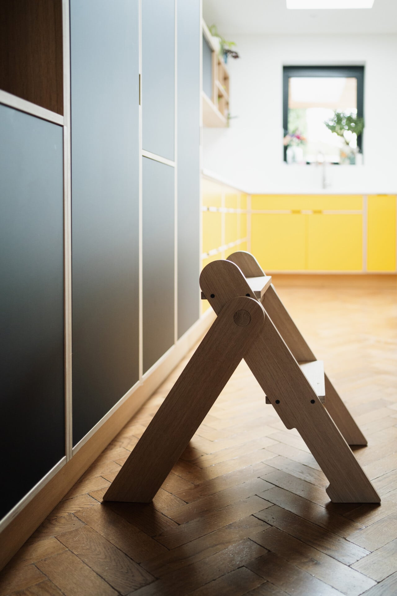 Plywood kitchen foldaway stool